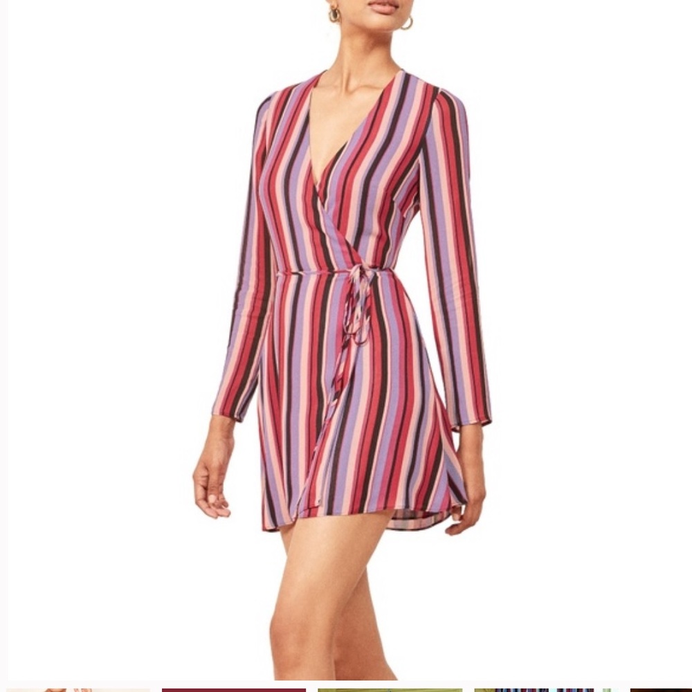 REFORMATION Striped Gjelina Wrap Minidress NWT